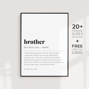Brother Definition Print Gift for Brother Noun Meaning Instant Download Dictionary Wall Art Brother Present Brother Quote Poster Modern Art