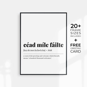 Céad Míle Fáilte Print Irish Gift Cead Mile Failte Definition Irish Welcome Poster Irish Phrase Irish Greeting Printable Irish Home Decor