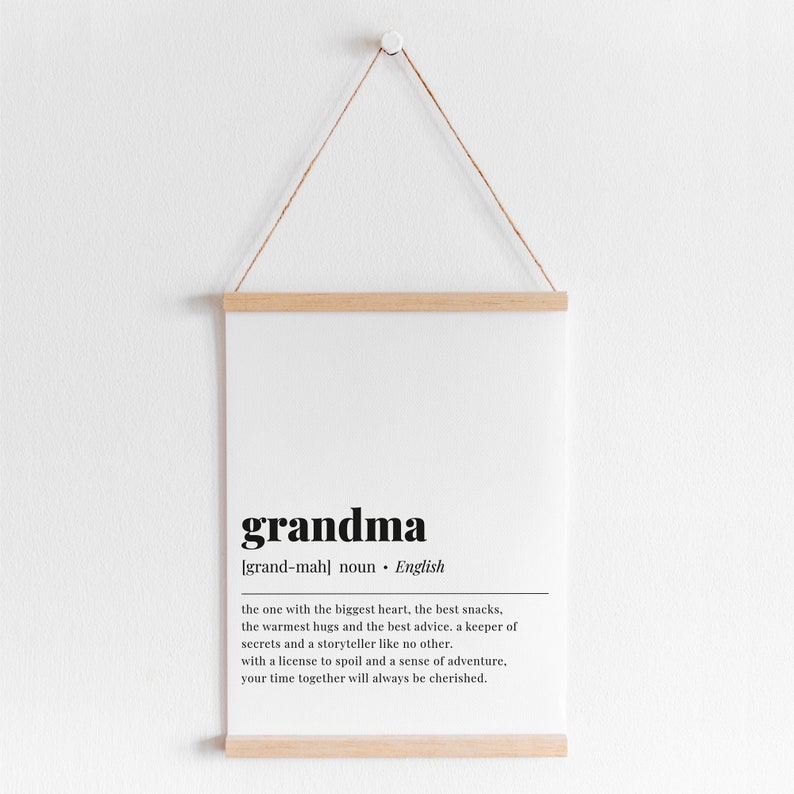 Grandma Definition Print Gift for Grandma Meaning Grandmother Etsy