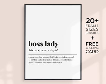 Boss Lady Printable Wall Art Boss Lady Definition Print Feminist Poster Boss Lady Sign Office Decor for Her Women's Day Gift Boss Lady Gift