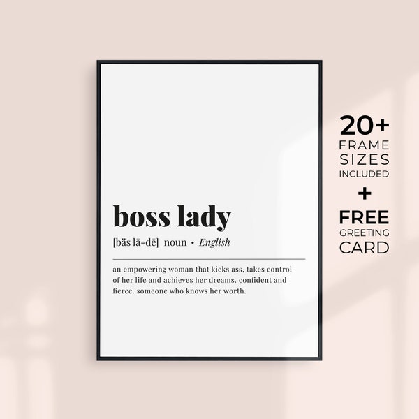 Boss Lady Printable Wall Art Boss Lady Definition Print Feminist Poster Boss Lady Sign Office Decor for Her Women's Day Gift Boss Lady Gift