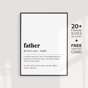 Father Definition Print Gift for Dad Fathers Day Gift Father Meaning Dictionary Father Wall Art New Dad Gift Office Decor for Him Digital