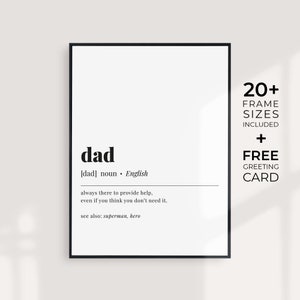 Dad Definition Print Funny Father&#39;s Day Gift for Dad Poster Digital Download Office Decor for Him Dad Quote Wall Art New Dad Birthday Gift