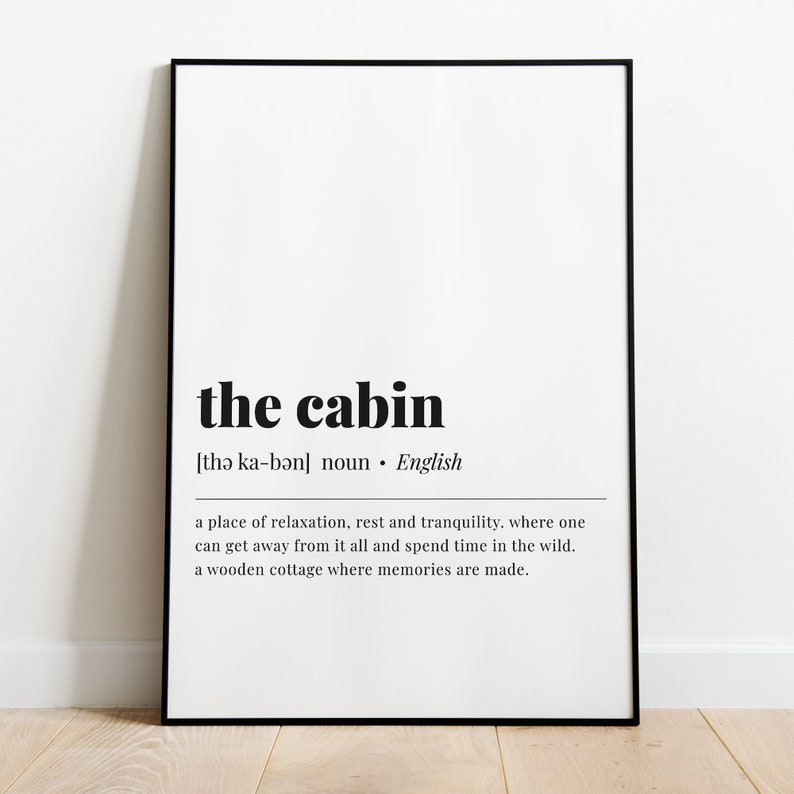 Cabin Definition Print Cabin Decor Printable Cabin Wall Art Etsy