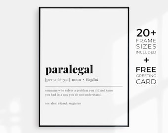 Regalos de asistente legal imprimible Definición de asistente legal Imprimir decoración de oficina de asistente legal para regalos de abogados Descripción de trabajo divertida Arte de derecho de regalo de asistente legal