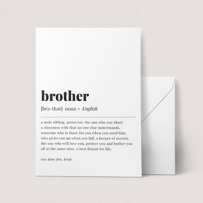 Brother Definition Print Gift for Brother Noun Meaning Instant Download