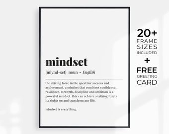 Mindset Definition Print Home Office Wall Art Digital Download Motivational Quote Prints Mindset Poster Office Dictionary Art Mindset Quote