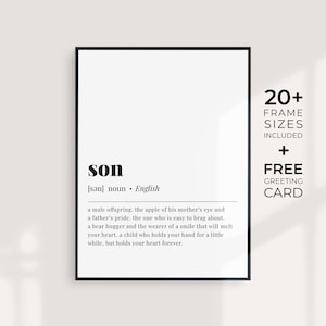 Son Definition Print Gift for Son Decor Son Birthday Gift from Mom Son Gifts Digital Download Gift from Dad Son Dictionary Art Son Meaning