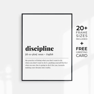 Disciplina Wall Art stampabile Poster di disciplina Disciplina Significato Definizione Arte Download digitale Arte della parete motivazionale Stampa di disciplina