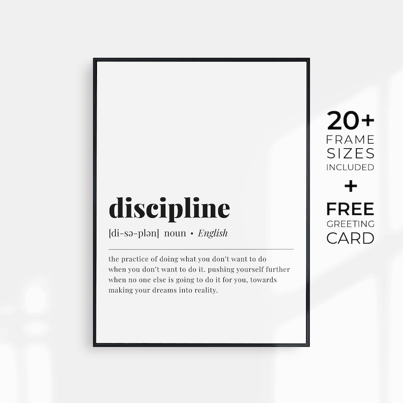 discipline definition print digital download by LittleSizzle Design