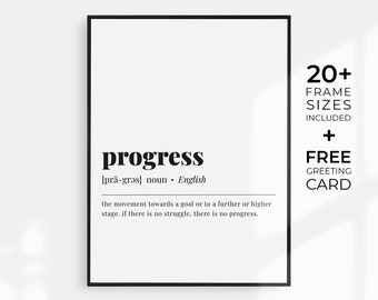 Progress Definition Print Motivational Wall Art Progress Print Digital Download Printable Wall Art Motivational Office Poster Positive Print