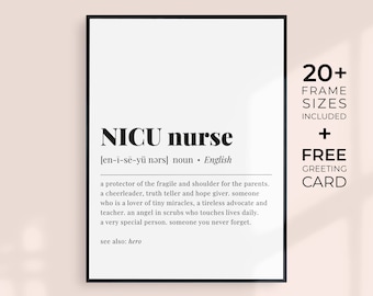 Regalo de enfermera de NICU Imprimible Regalos de enfermera de Icu neonatal Impresión de definición de enfermera de NICU Regalo de graduación de Nicu Regalo de enfermera neonatal Póster de enfermera especial