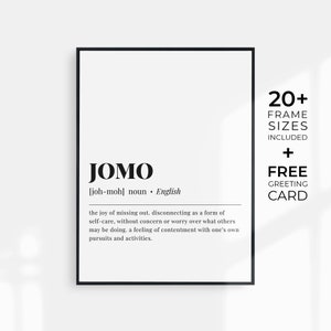 JOMO Meaning Printable Gift for Introvert Quotes Funny Introvert Gifts Joy Of Missing Out JOMO Definition Stay Home Wall Art Minimalist