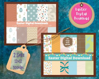 Boho Easter Digital Paper: 12x12 Scrapbook Backgrounds (Digital Download)