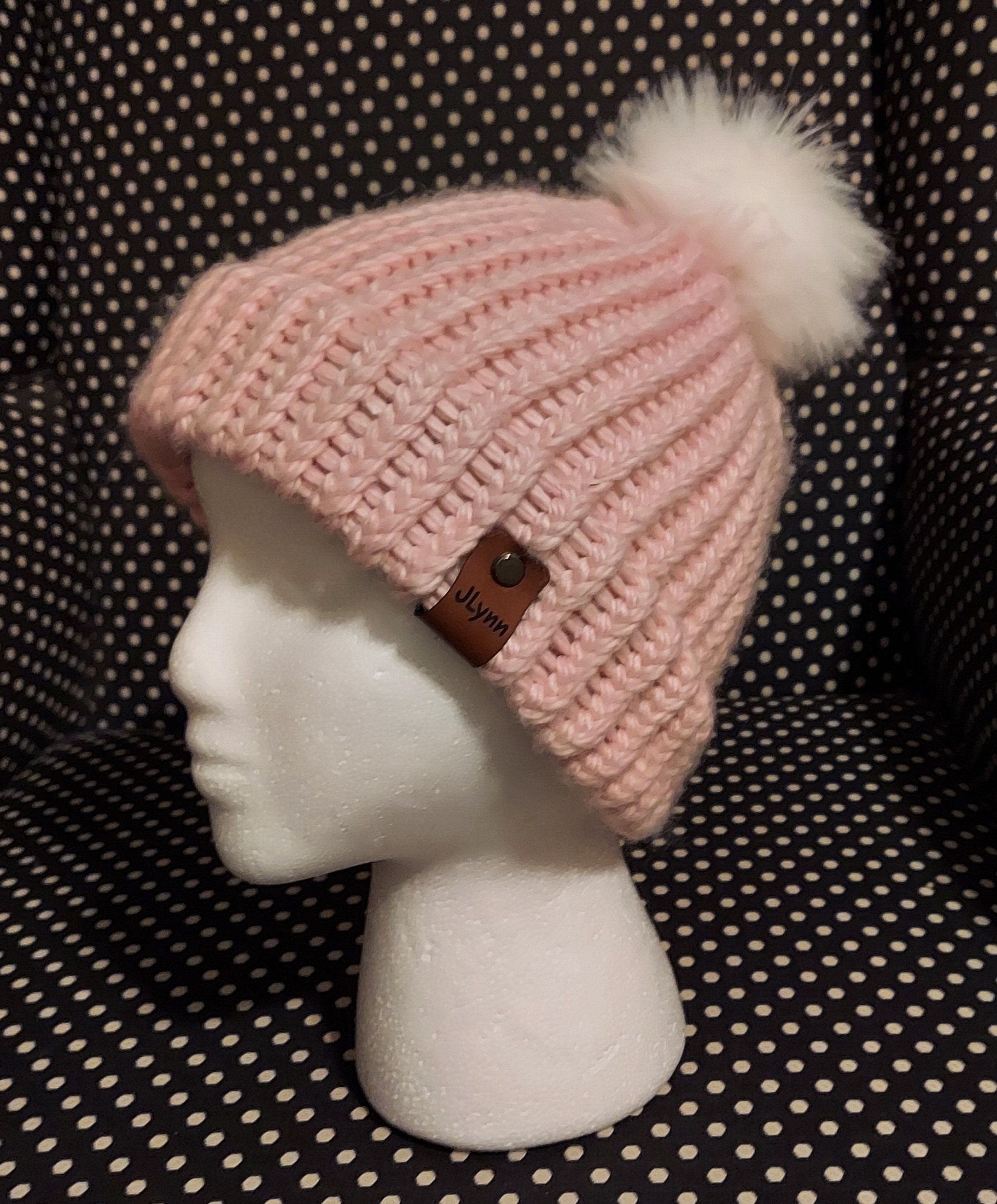 Hand Knit Hat With Faux Fur Pom Pom - Etsy
