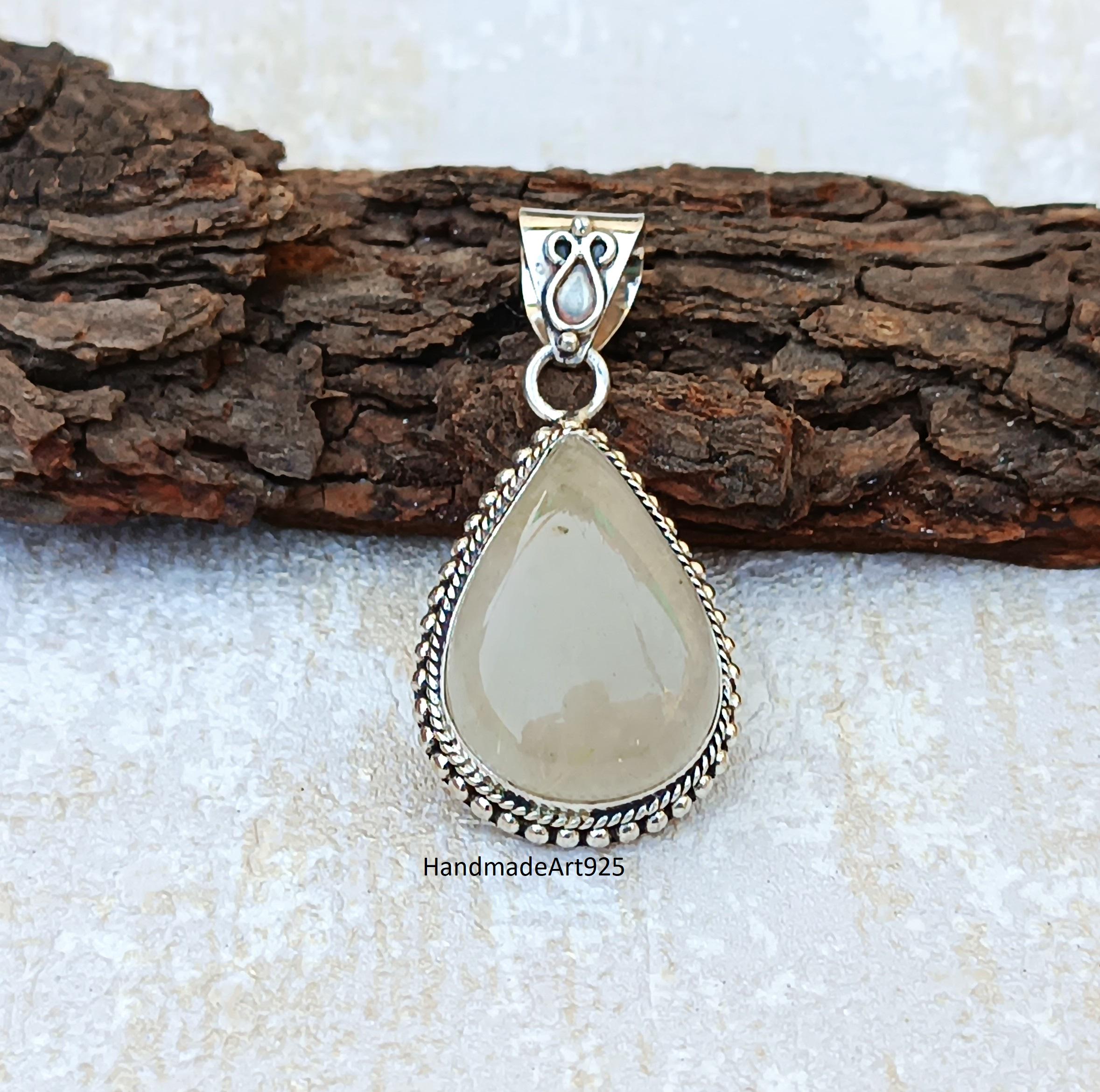 Collier En Argent 925 Avec Quartz Rutilé - Pierres Noires - Fait Main (Inde) - Neuf Sans Boîte