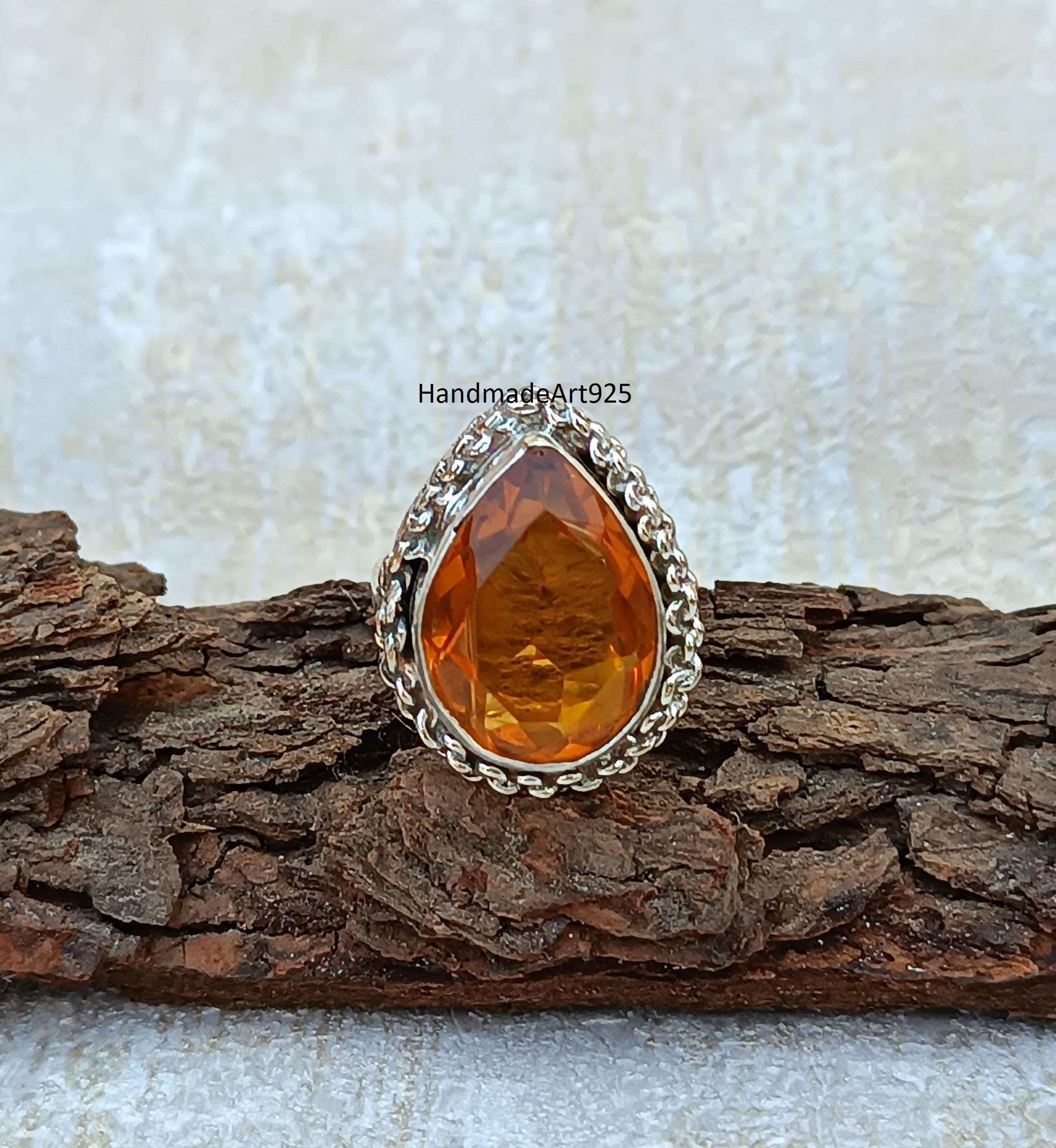 925スターリングシルバーイエローシトリンバンドリングサイズ9.00宝石ファインジュエリーギフト用彼女 シトリンリング：925スターリングシルバーバンド、ゴールドポリッシュ