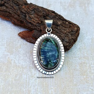 Seraphinite Pendant: Handmade Sterling Silver Gemstone Jewelry