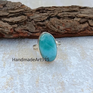 Larimar Gemstone Ring, 925 Sterling Silver Ring, Handmade Women Ring, Women Jewelry, Designer Gemstone Ring, Larimar Jewelry, Gift For Her.
