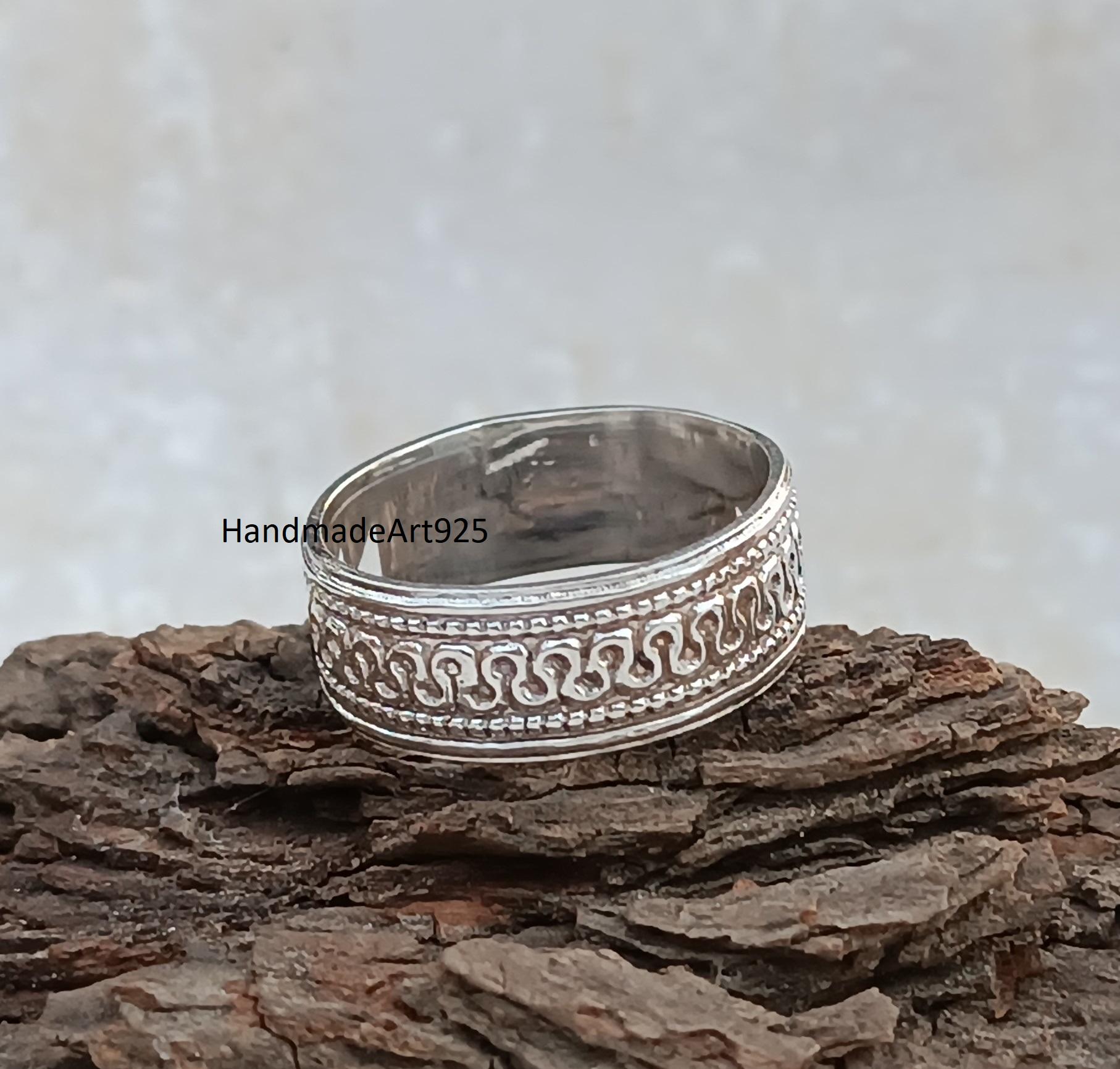 Wide Band Sterling Silver Ring: Handmade 925 Statement Jewelry - Etsy