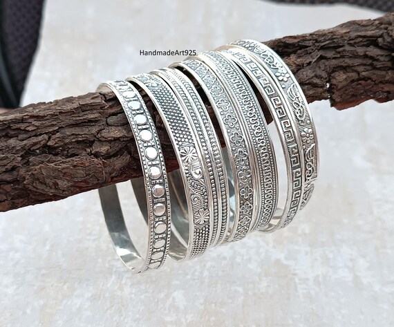 Handmade Sterling Silver Bangle Set: Designer Women's Jewelry - Etsy