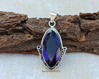 Amethist sterlingzilveren hanger: handgemaakte 925 statement-sieraden