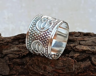 Sterling Silver Wide Band Ring: Statement Thumb Ring