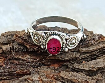 Handmade Ruby Ring: 925 Sterling Silver Wedding Jewelry