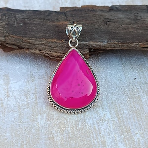 Handmade Pink Agate Sterling Silver Pendant: Women&#39;s Jewelry