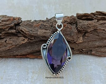Amethist sterlingzilveren hanger: handgemaakte 925 statement-sieraden
