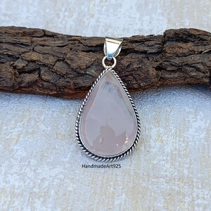 Handgemaakte rozenkwartshanger: 925 sterlingzilveren hartchakraketting