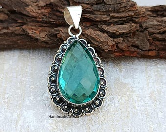 Handmade Aquamarine Pendant: 925 Sterling Silver Gemstone Jewelry