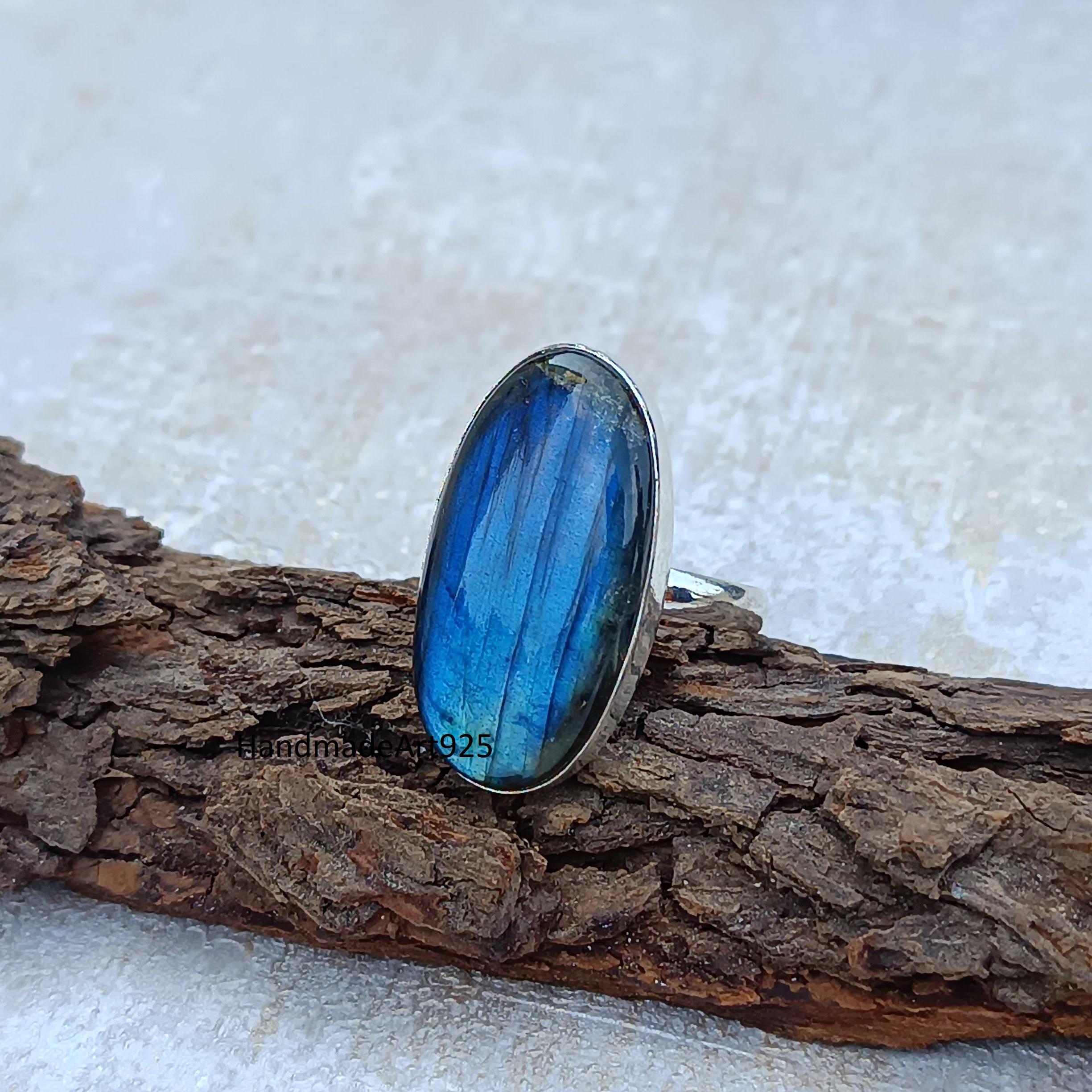 Anello In Argento Con Labradorite Anello In Argento Sterling 925 - Foto 8