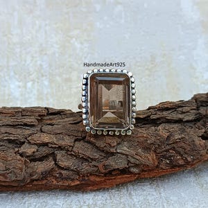 Handmade Smoky Quartz Ring: 925 Sterling Silver Gemstone Jewelry