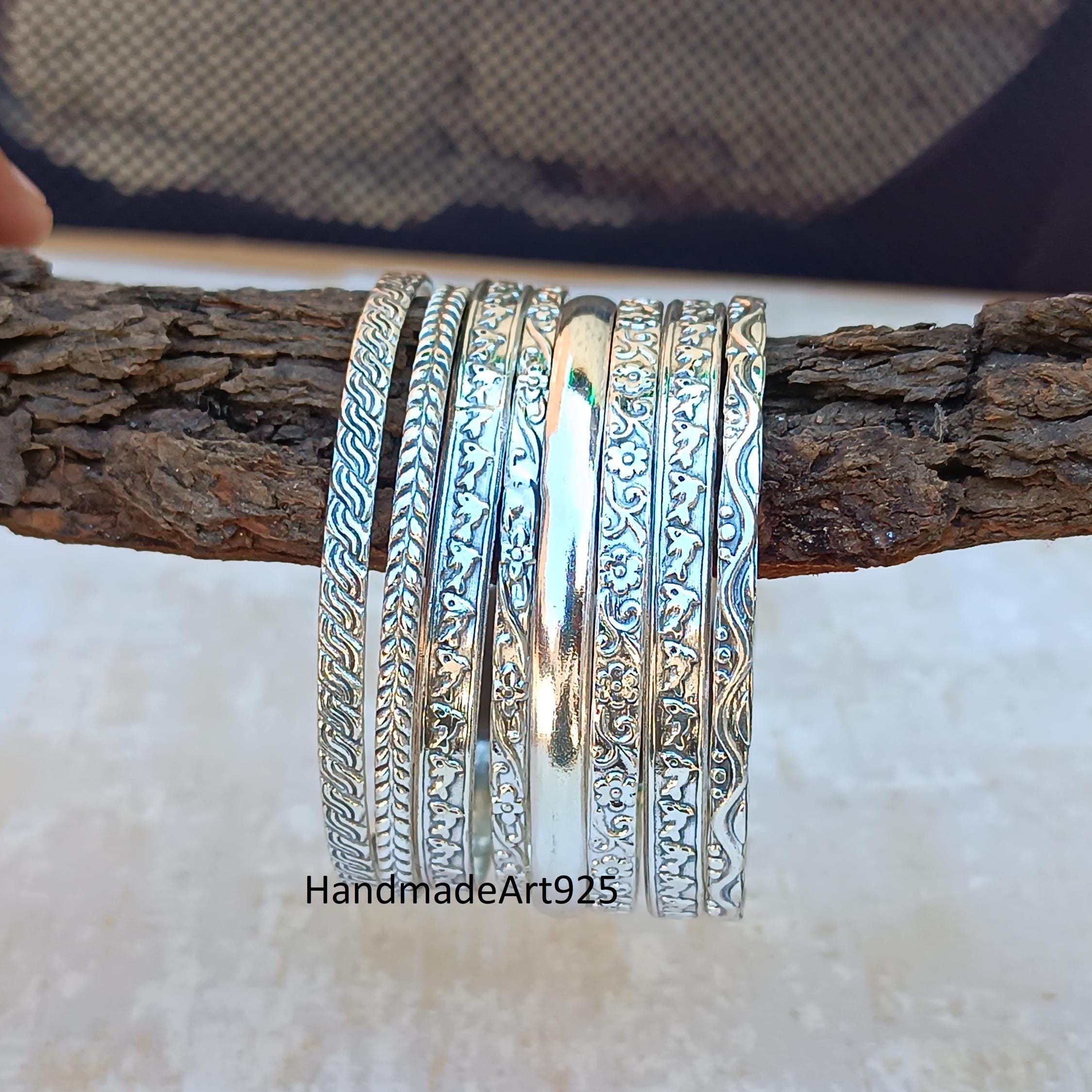 Set of 8 Handmade Sterling Silver Bangles: West Indian Style - Etsy