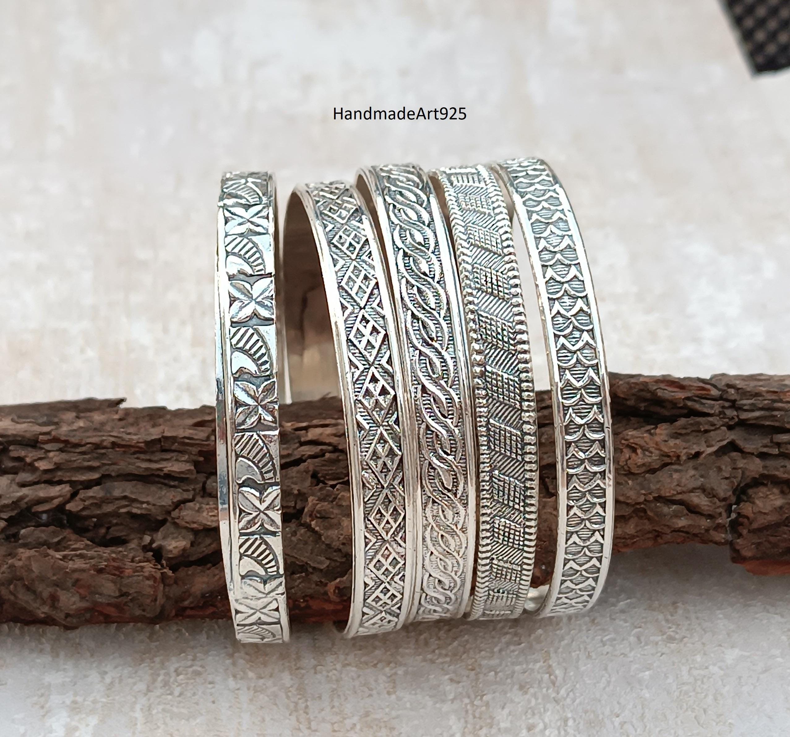Handmade Sterling Silver Bangle Set: Designer Wedding Jewelry - Etsy