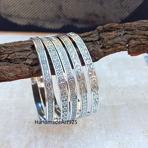 Conjunto de 5 pulseiras, pulseiras de prata esterlina 925, pulseiras artesanais, pulseiras de 5 dias, pulseira empilhável, joias de casamento, joias de prata