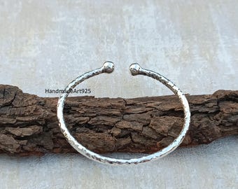 Handmade Thick Sterling Silver Bangle: West Indian Style