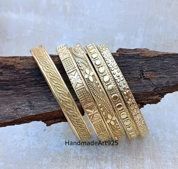 Set of 4 Brass Indian Bangles: Thick Stacking Jewelry - Etsy