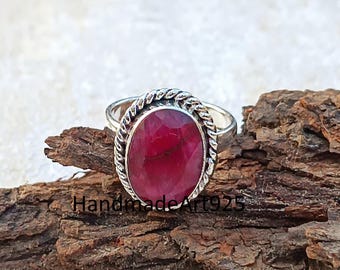 Handmade Indian Ruby Ring: Sterling Silver Statement Jewelry
