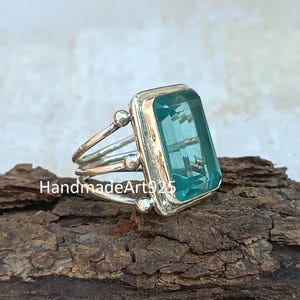 Handmade Aquamarine Ring: 925 Sterling Silver Gemstone Band