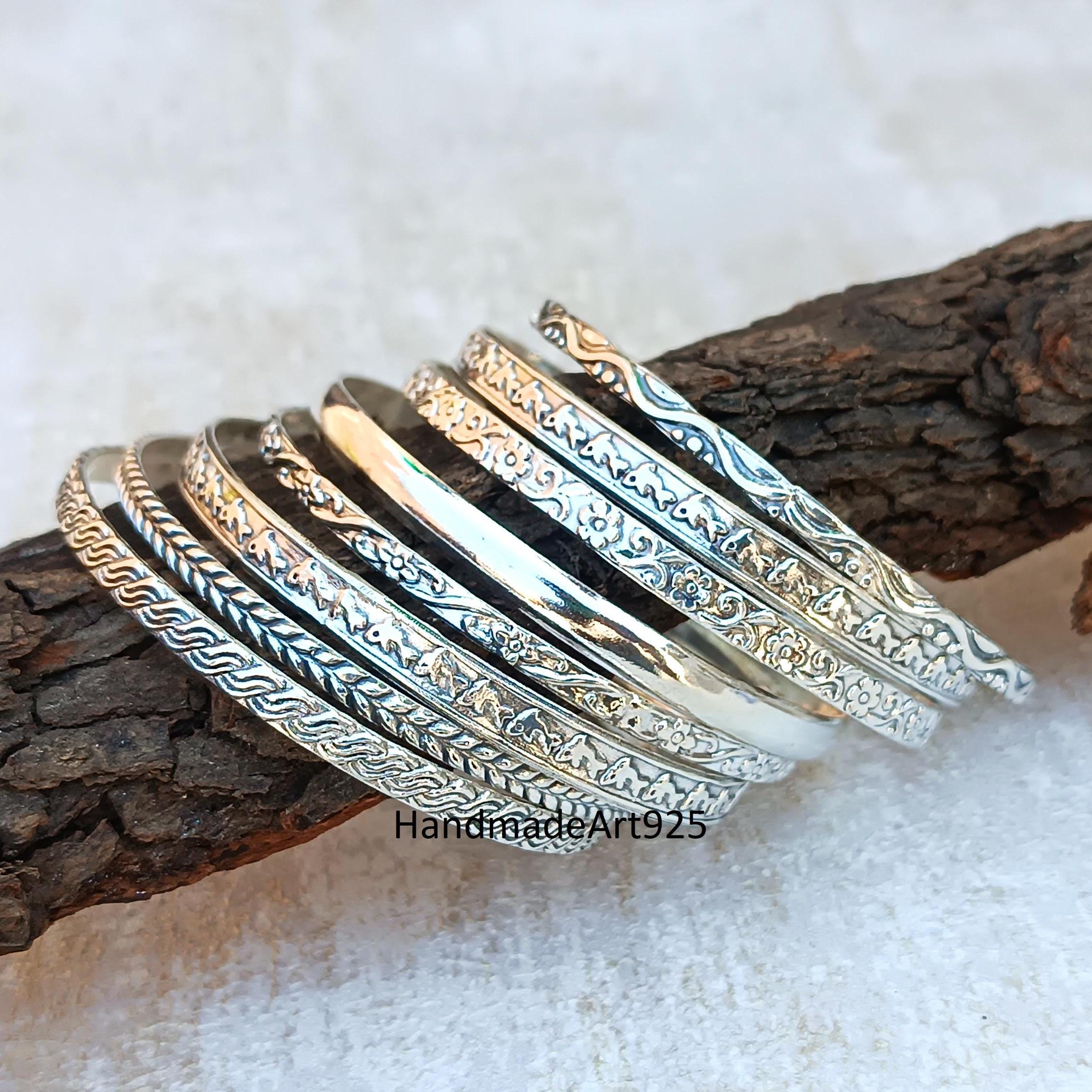 Set of 8 Handmade Sterling Silver Bangles: West Indian Style - Etsy