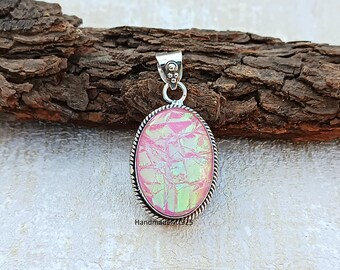 Colgante de ópalo triple australiano: joyería de plata de ley hecha a mano