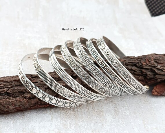 Handmade Sterling Silver Bangle Set: Designer Women's Jewelry - Etsy
