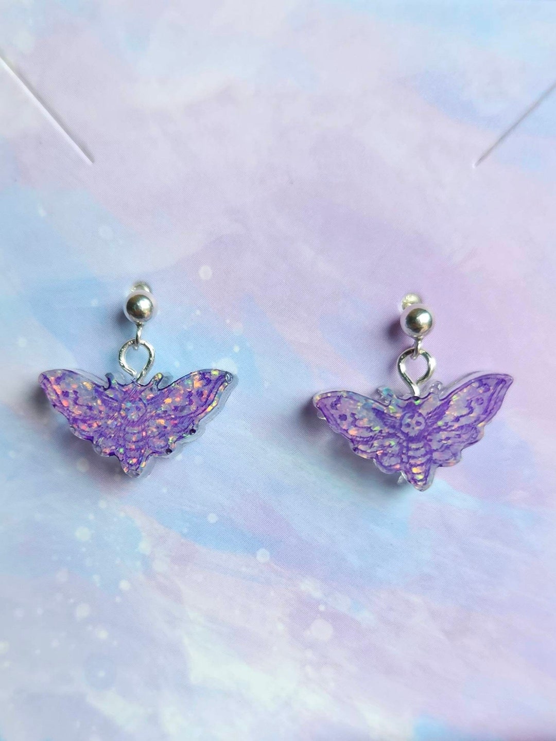 925 Silver Drop Crushed Opal Death Head Moth Earrings Etsy