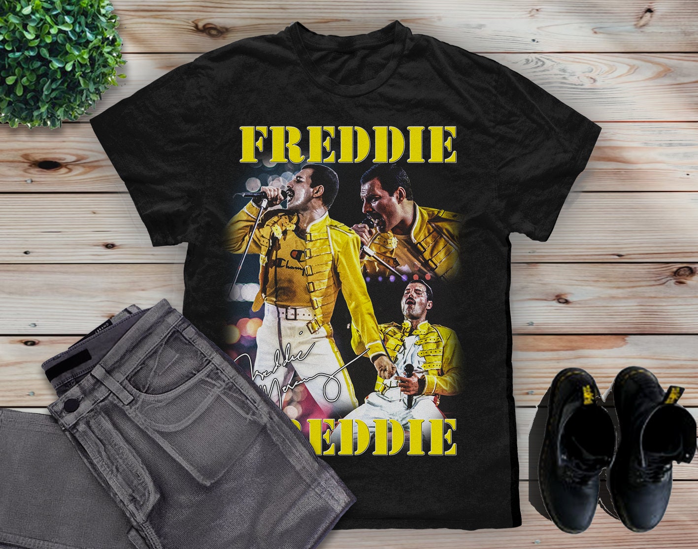 Discover Maglietta T-Shirt Freddie Mercury Rock And Roll Uomo Donna Bambini Vintage Queen