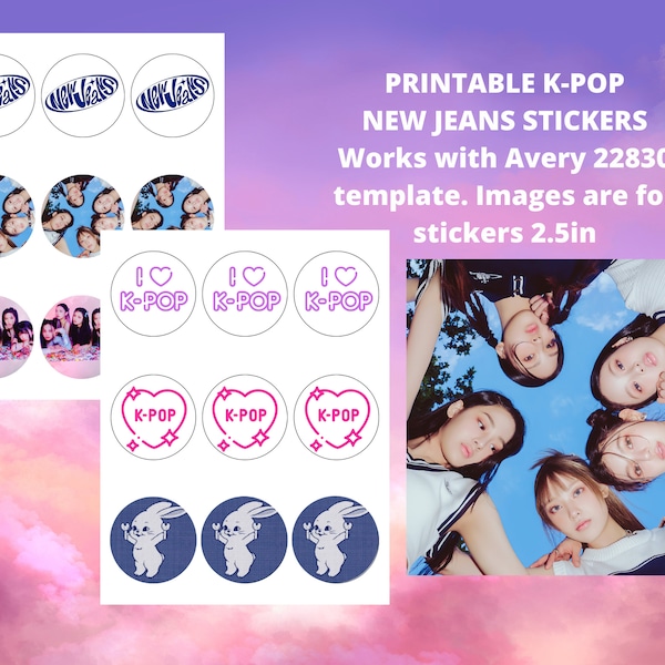 K Pop New Jeans Printable Stickers, Party Favor, Decoration