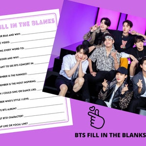 BTS K-POP Compila gli spazi vuoti del party game stampabile