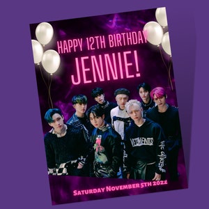 Stray Kids Birthday Party Poster Custom Digital Download K Pop - Etsy