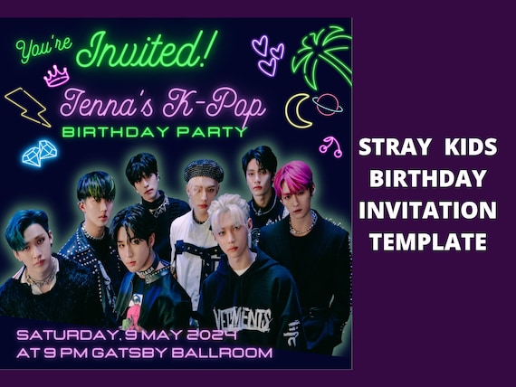K-POP タレントカード Invitation Stray Kids K Pop Birthday Custom Invitation - Etsy